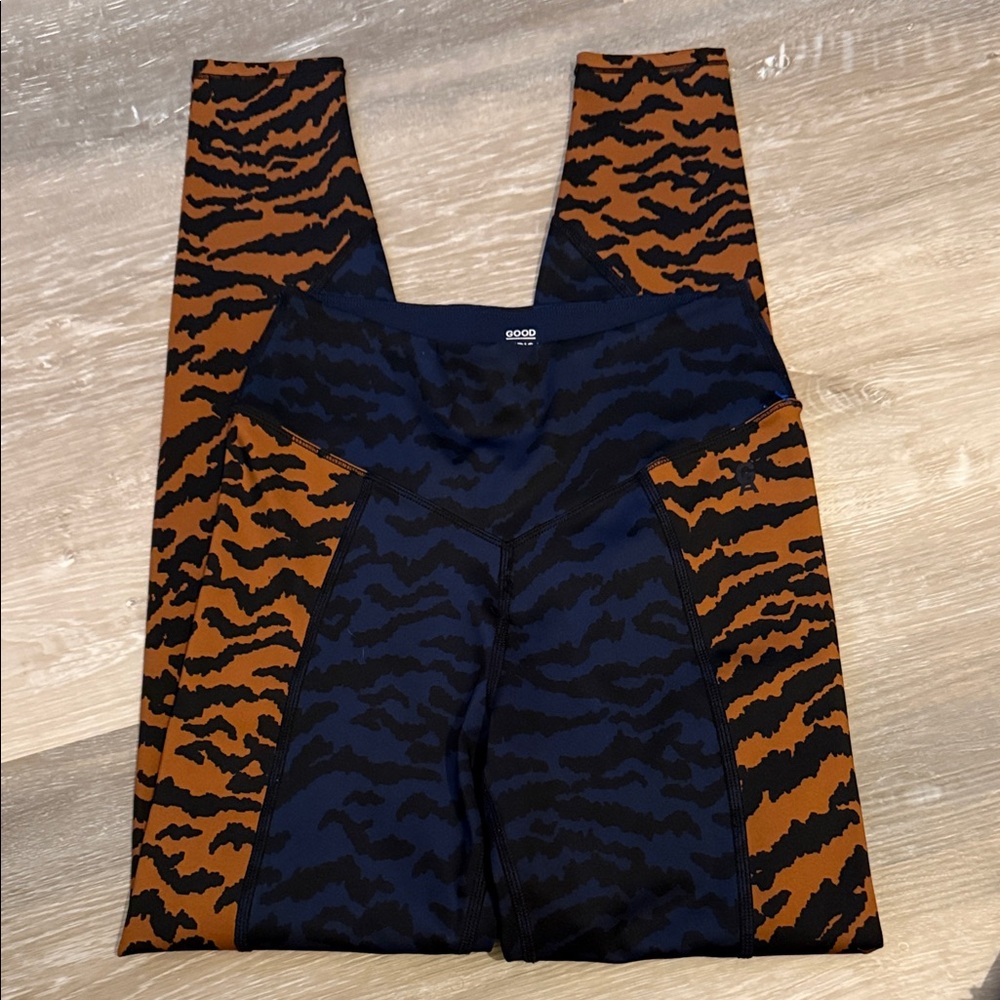 Good American Tiger Print Leggings - Black and Brown
